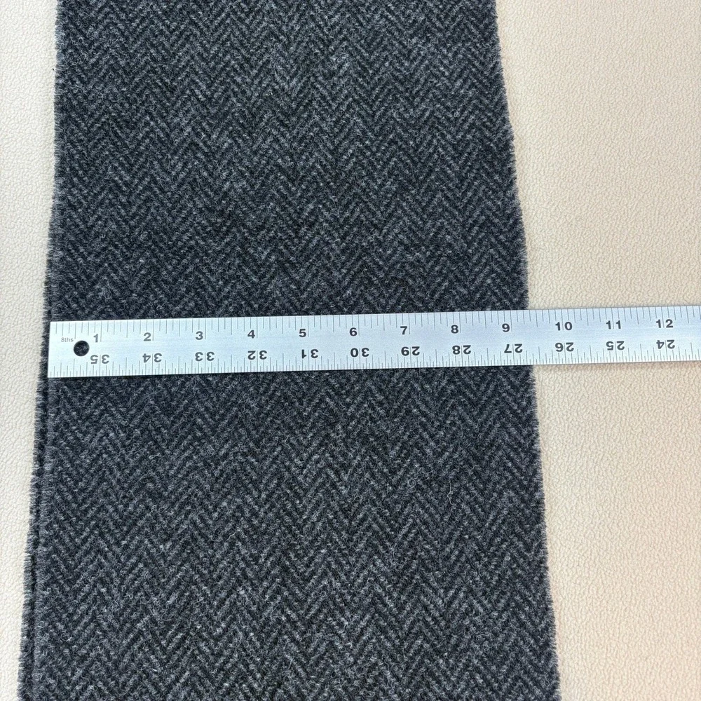 Studio Donegal Handwoven Tweed Scarf‎ Grey Herringbone Irish Wool Fringe Scarf